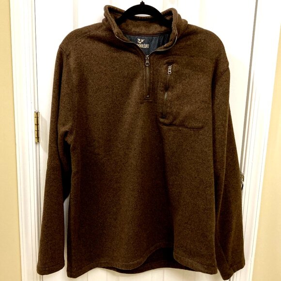Brown Quarter Zip Fleece Sweater Pullover Mens Large - Outdoor Life - Picture 1 of 3